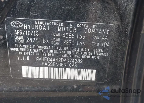 2013 Hyundai Sonata Hybrid Limited from USA, damaged, VIN KMHEC4A42DA074389